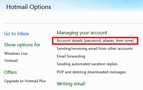 hotmail options Change the Time Zone in Windows Live Hotmail